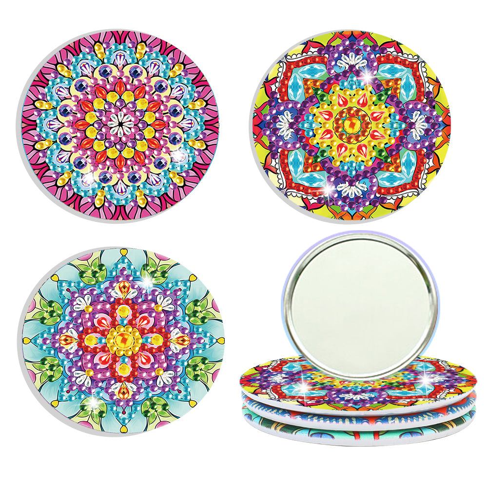 3pcs Diamond Painting Makeup Mirror Portable DIY Datura for Girl (XJ010)