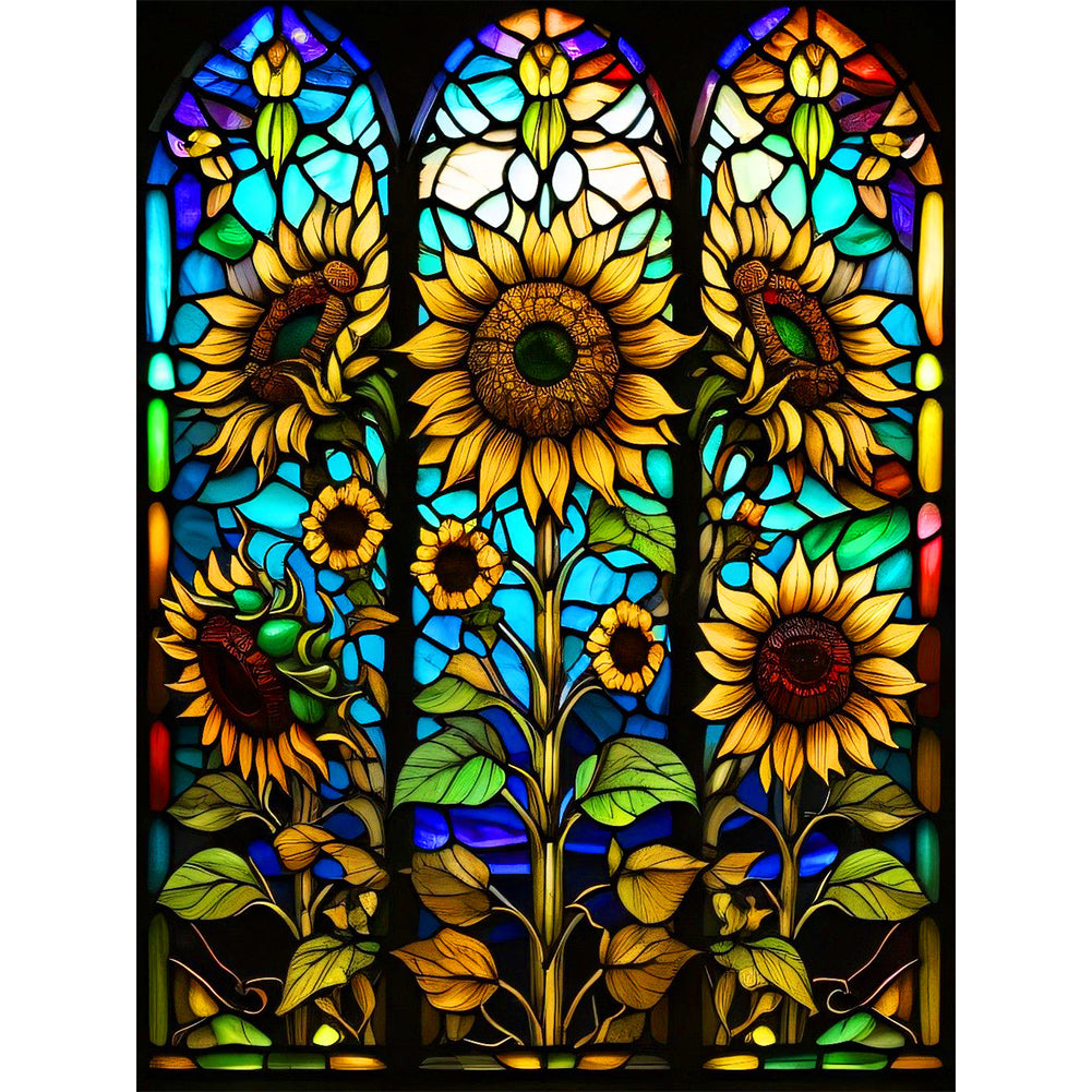 Diamond Painting - Full Round - sunflower stained glass (40*50CM)