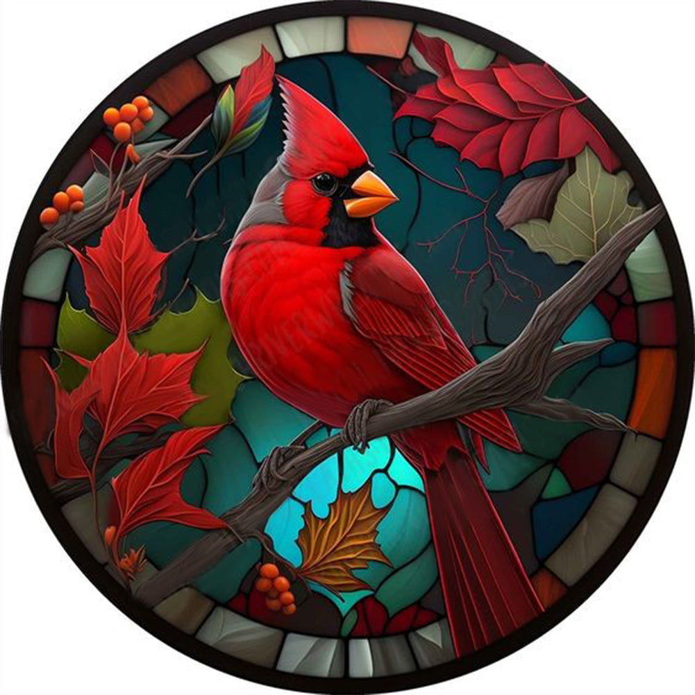 Diamond Painting - Full Round - Round Glass Art Cardinal (30*30CM)