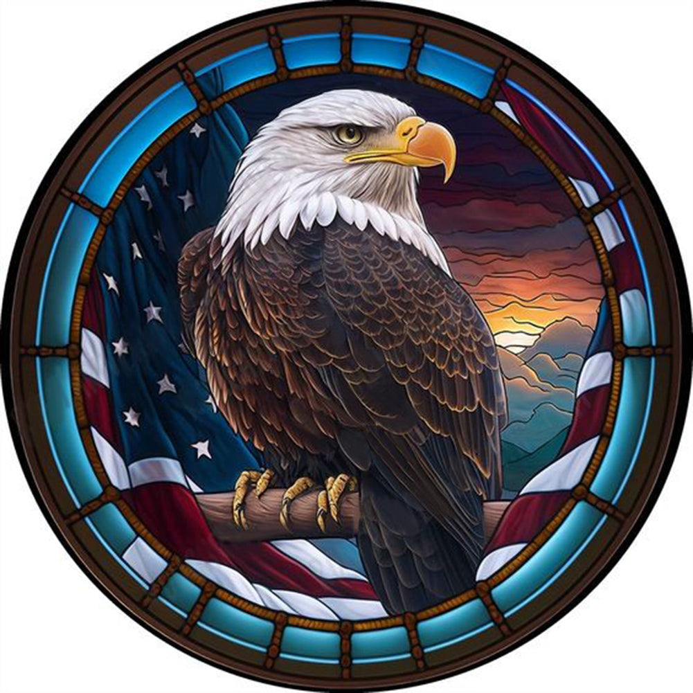 Diamond Painting - Full Round - round glass art eagle (30*30CM)