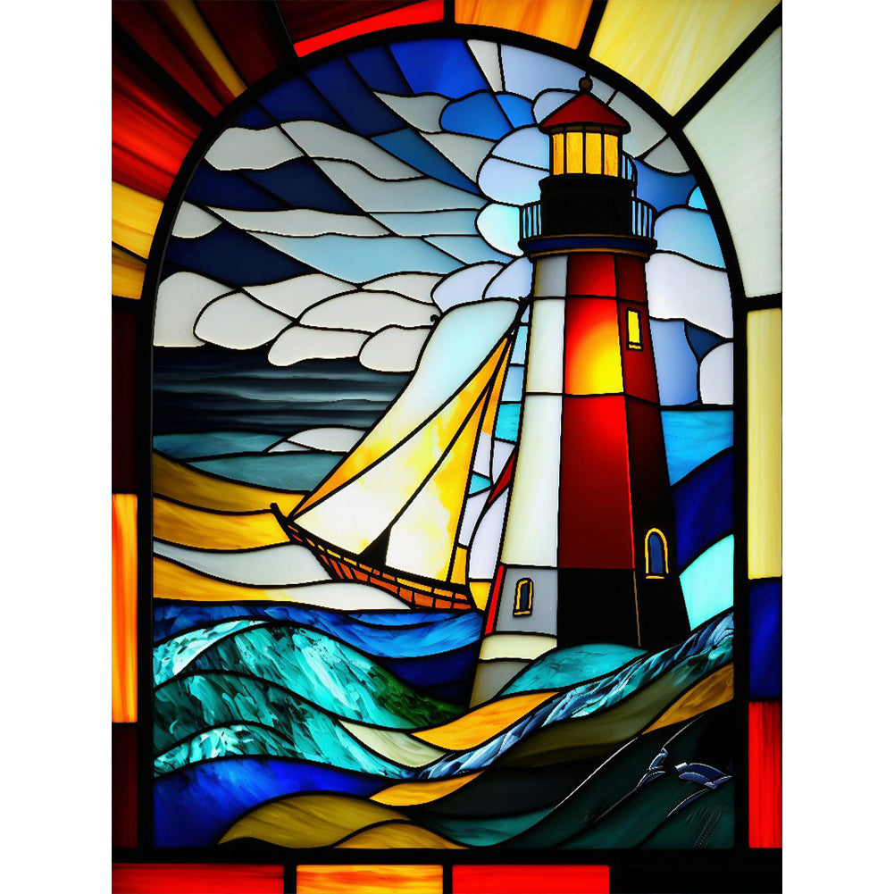 Diamond Painting - Full Round - lighthouse glass art (30*40CM)