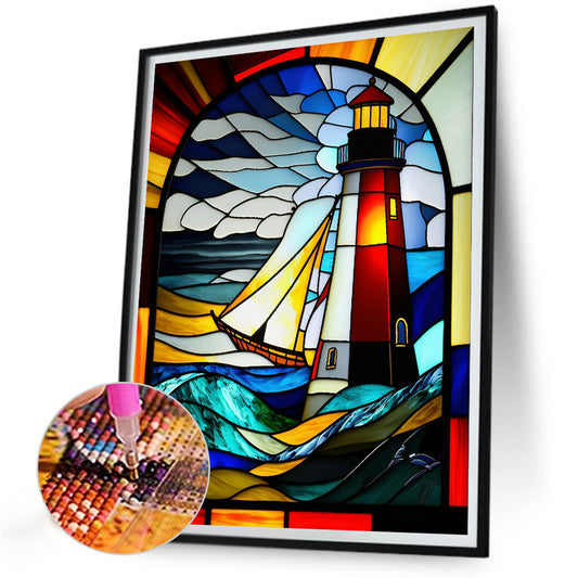 Diamond Painting - Full Round - lighthouse glass art (30*40CM)