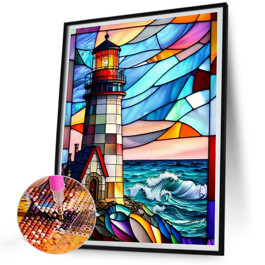Diamond Painting - Full Round - lighthouse glass art (30*40CM)
