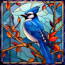 Load image into Gallery viewer, Diamond Painting - Full Round - Blue Tit Glass Art (30*30CM)
