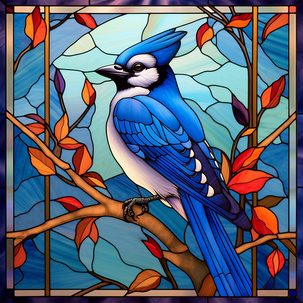 Diamond Painting - Full Round - Blue Tit Glass Art (30*30CM)