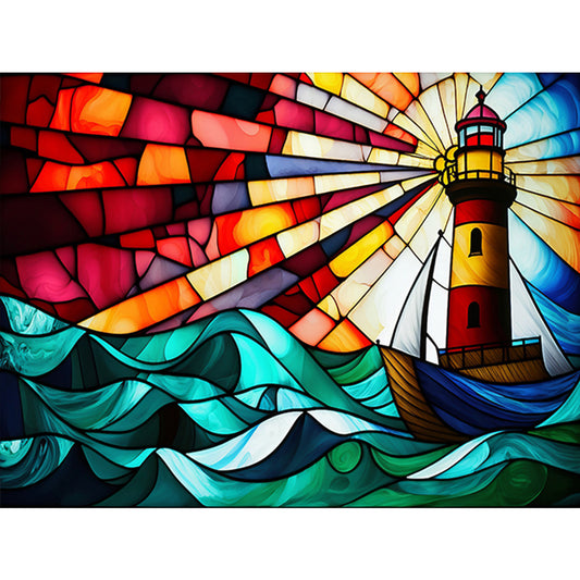 Diamond Painting - Full Round - lighthouse glass art (40*30CM)