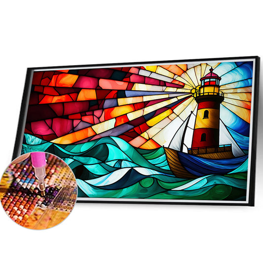 Diamond Painting - Full Round - lighthouse glass art (40*30CM)