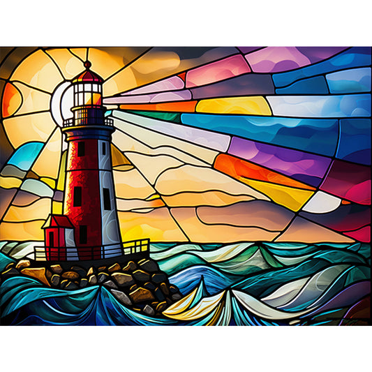 Diamond Painting - Full Round - lighthouse glass art (40*30CM)