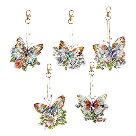 5pcs Diamond Art Key Rings Art Craft 5D DIY Bag Pandant Home Decor(Q025)