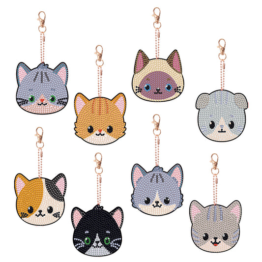 8pcs Diamond Art Key Rings Art Craft 5D DIY Bag Pandant for Beginners Home Decor