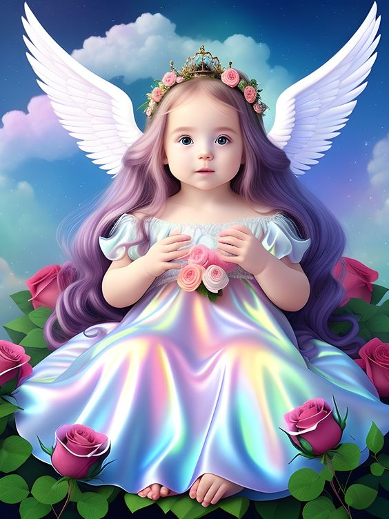 AB Diamond Painting - Full Round - Cute Angel Girl (40*50cm)