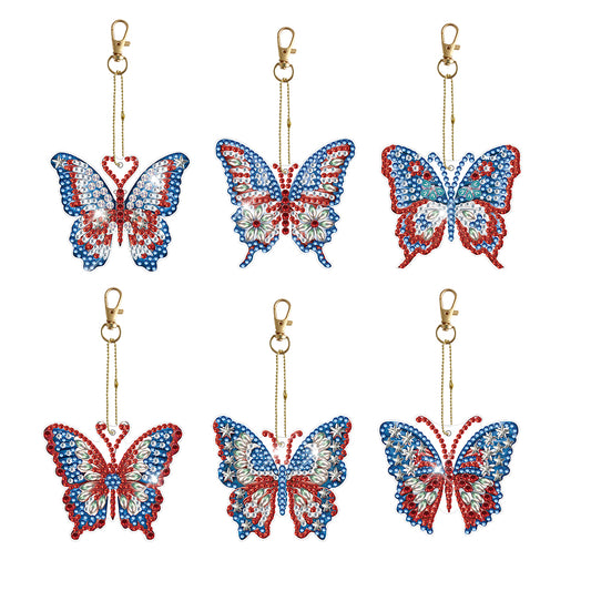 6pcs Diamond Art Keychain Special-shaped Drill 5D DIY Bag Pandant (GJ095)