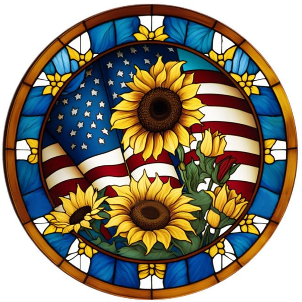 Diamond Painting - Full Round - round plate glass art sunflower (30*30CM)