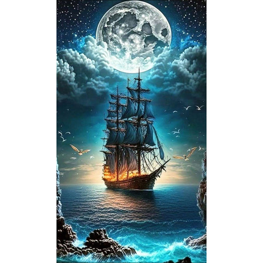 Diamond Painting - Full Square - sailing boat on the sea (40*70CM)