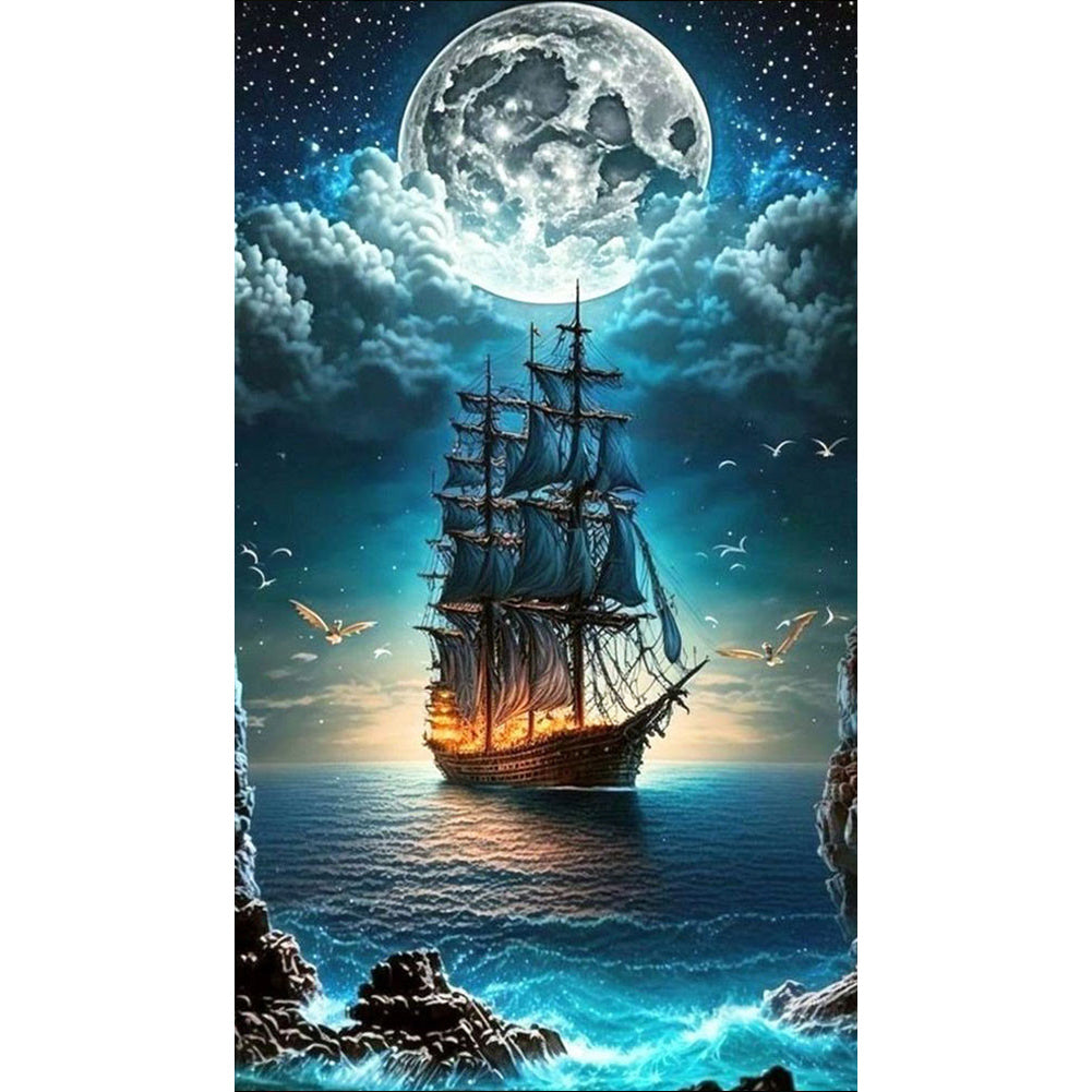 Diamond Painting - Full Square - sailing boat on the sea (40*70CM)