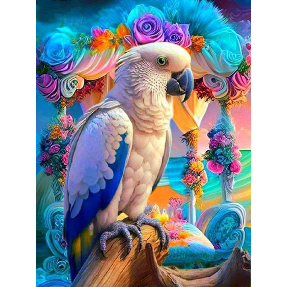 AB Diamond Painting - Full Round - flower parrot (30*40CM)