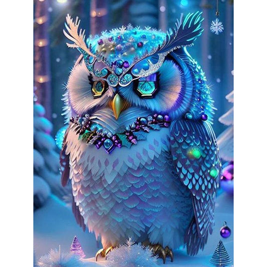 AB Diamond Painting - Full Round - blue night owl (30*40CM)