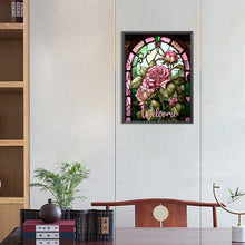 Load image into Gallery viewer, AB Diamond Painting - Full Round - pink rose glass art (30*40CM)
