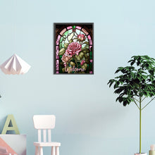 Load image into Gallery viewer, AB Diamond Painting - Full Round - pink rose glass art (30*40CM)
