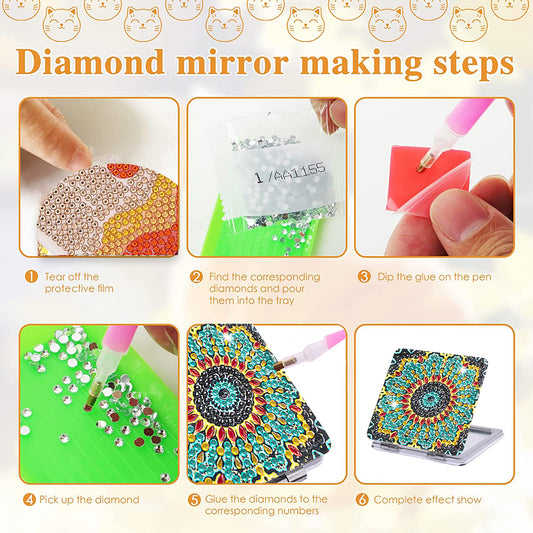 DIY Diamond Art Mosaic Makeup Mirror Paint by Number Kits Mandala (095)