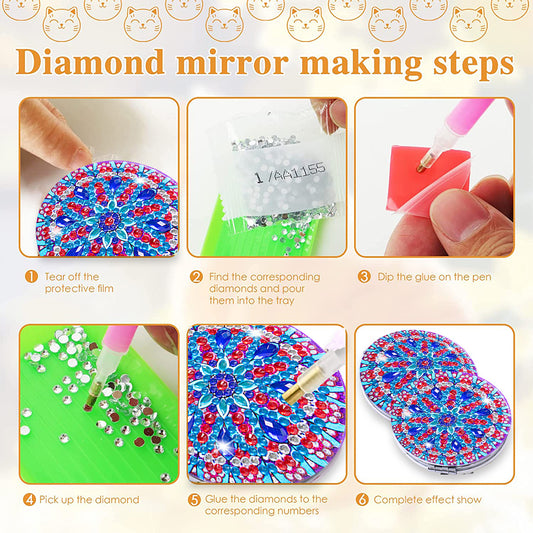 DIY Diamond Art Mosaic Makeup Mirror Paint by Number Kits Mandala (096)