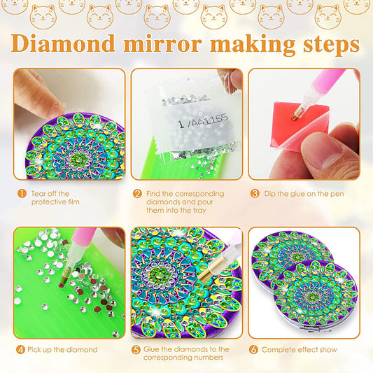 DIY Diamond Art Mosaic Makeup Mirror Paint by Number Kits Mandala (097)