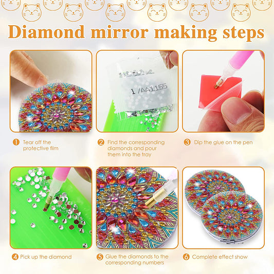 DIY Diamond Art Mosaic Makeup Mirror Paint by Number Kits Mandala (109)
