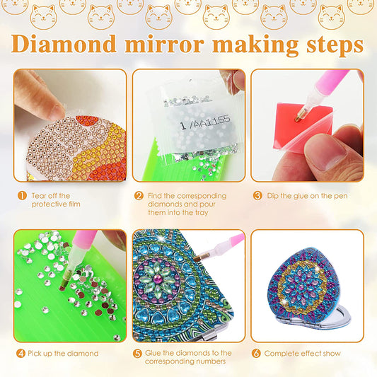 DIY Diamond Art Mosaic Makeup Mirror Paint by Number Kits Mandala (110)