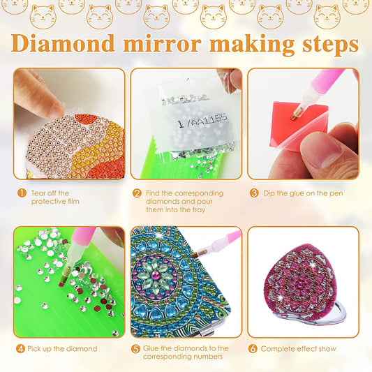 DIY Diamond Art Mosaic Makeup Mirror Paint by Number Kits Mandala (111)