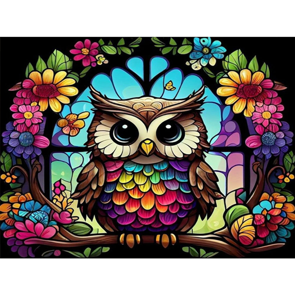 Diamond Painting - Full Round - Owl Glass Art (40*30CM)