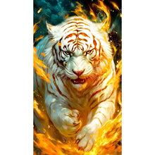 Load image into Gallery viewer, Diamond Painting - Full Round - flame white tiger (40*70CM)
