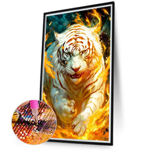 Load image into Gallery viewer, Diamond Painting - Full Round - flame white tiger (40*70CM)
