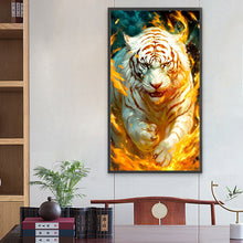 Load image into Gallery viewer, Diamond Painting - Full Round - flame white tiger (40*70CM)
