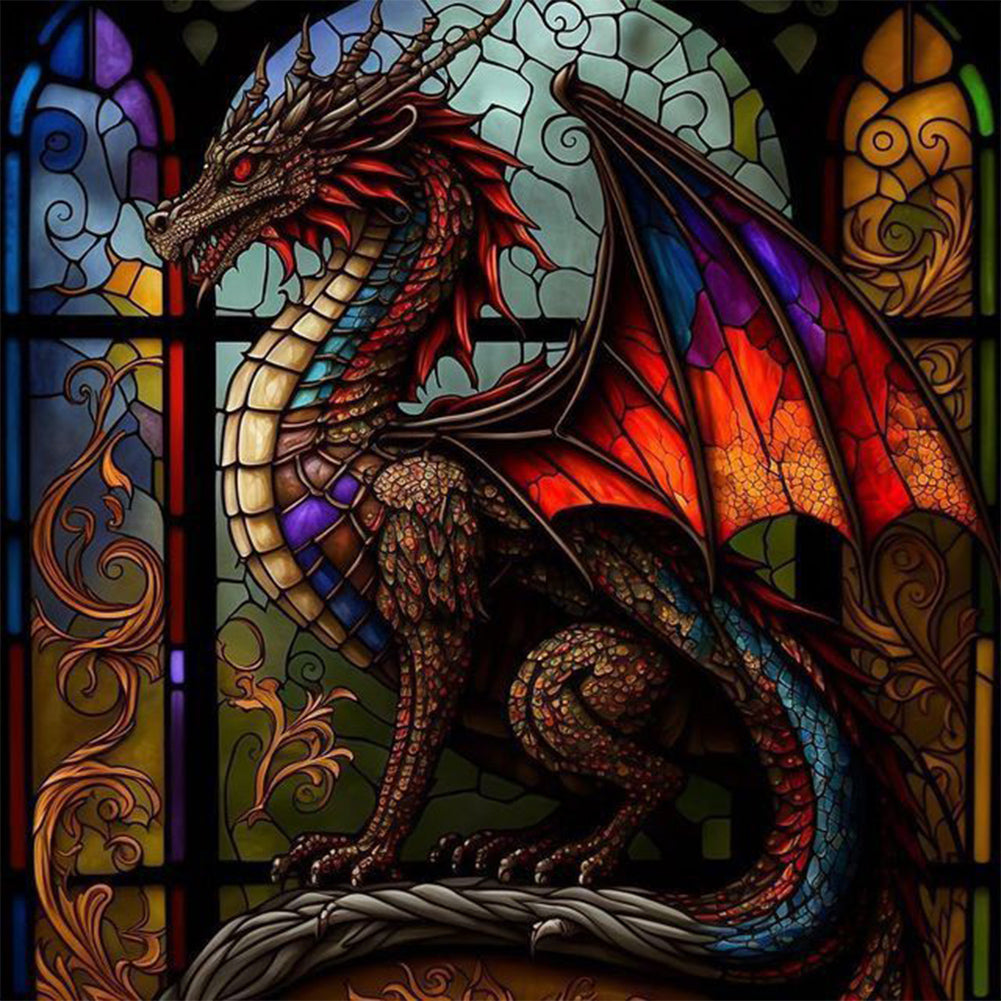 Diamond Painting - Full Round - Colored Dragon Glass Art (30*30CM)