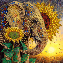 Load image into Gallery viewer, Diamond Painting - Partial Special Shaped - sunflower elephant (30*30CM)
