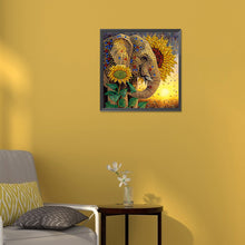 Load image into Gallery viewer, Diamond Painting - Partial Special Shaped - sunflower elephant (30*30CM)
