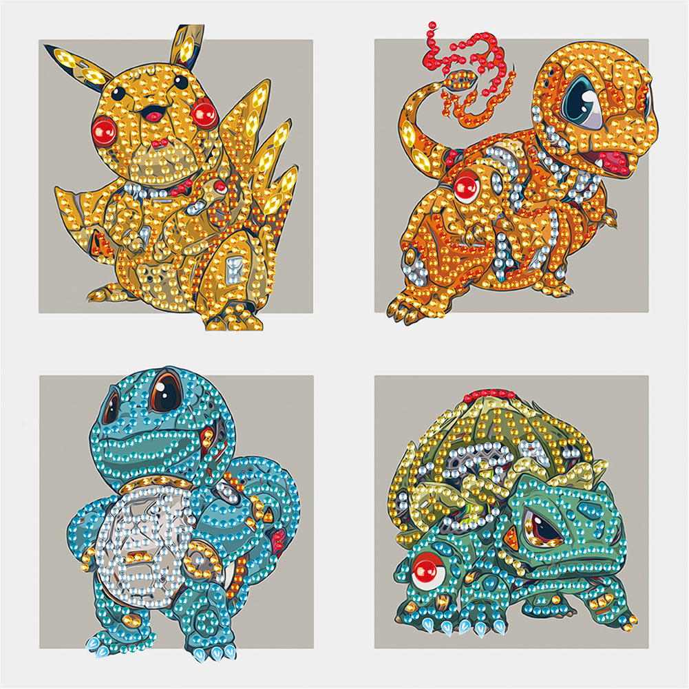 Diamond Painting - Partial Special Shaped - 4 machine soul Pok¨¦mon in the same frame (30*30CM)