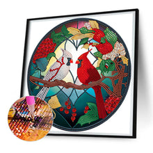 Load image into Gallery viewer, Diamond Painting - Partial Special Shaped - round plate glass art cardinal (30*30CM)
