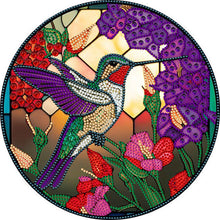 Load image into Gallery viewer, Diamond Painting - Partial Special Shaped - round plate glass art hummingbird (30*30CM)
