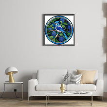 Load image into Gallery viewer, Diamond Painting - Partial Special Shaped - round plate glass art blue bird (30*30CM)
