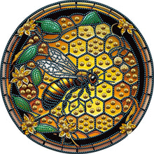Load image into Gallery viewer, Diamond Painting - Partial Special Shaped - round plate glass art bee (30*30CM)
