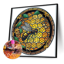 Load image into Gallery viewer, Diamond Painting - Partial Special Shaped - round plate glass art bee (30*30CM)
