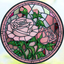 Load image into Gallery viewer, Diamond Painting - Partial Special Shaped - round plate glass art pink rose (30*30CM)

