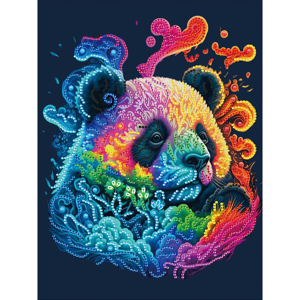 Diamond Painting - Partial Special Shaped - colorful panda (30*40CM)