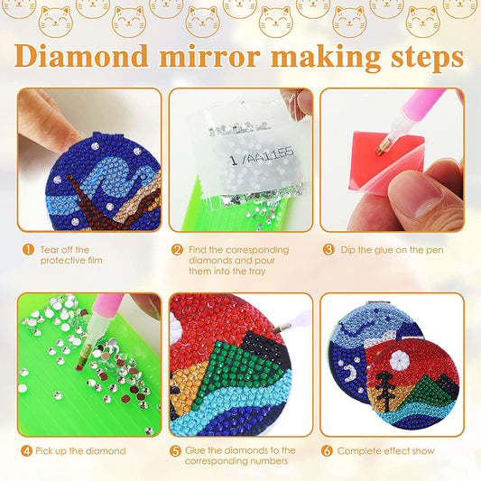 DIY Crystal Diamond Mirror Portable Paint by Number Kits for Girl (072)