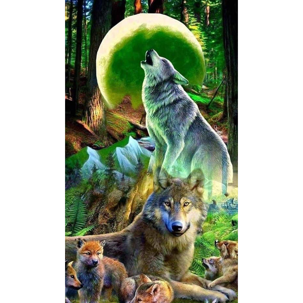 Diamond Painting - Full Round - pack of wolves (40*70CM)
