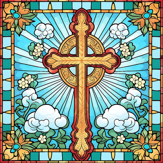 Diamond Painting - Full Round - cross faith glass art (30*30CM)