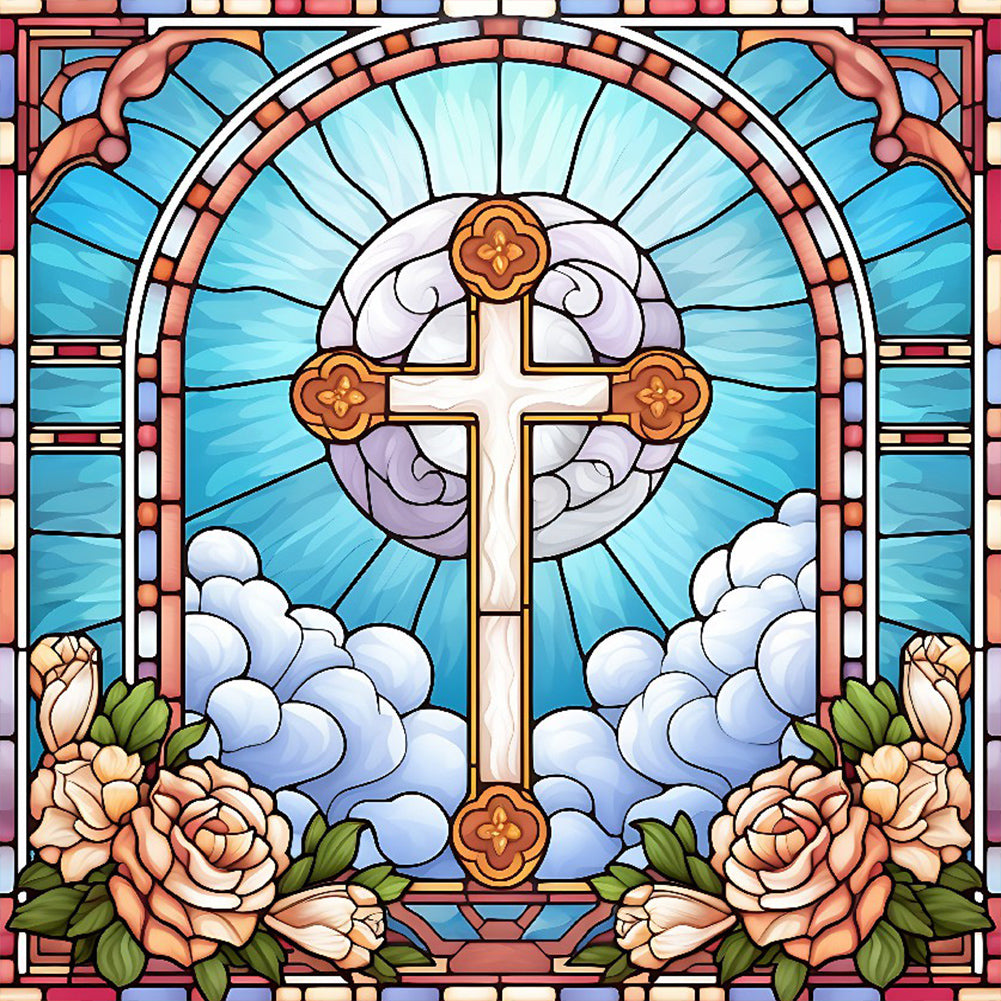 Diamond Painting - Full Round - cross faith glass art (30*30CM)