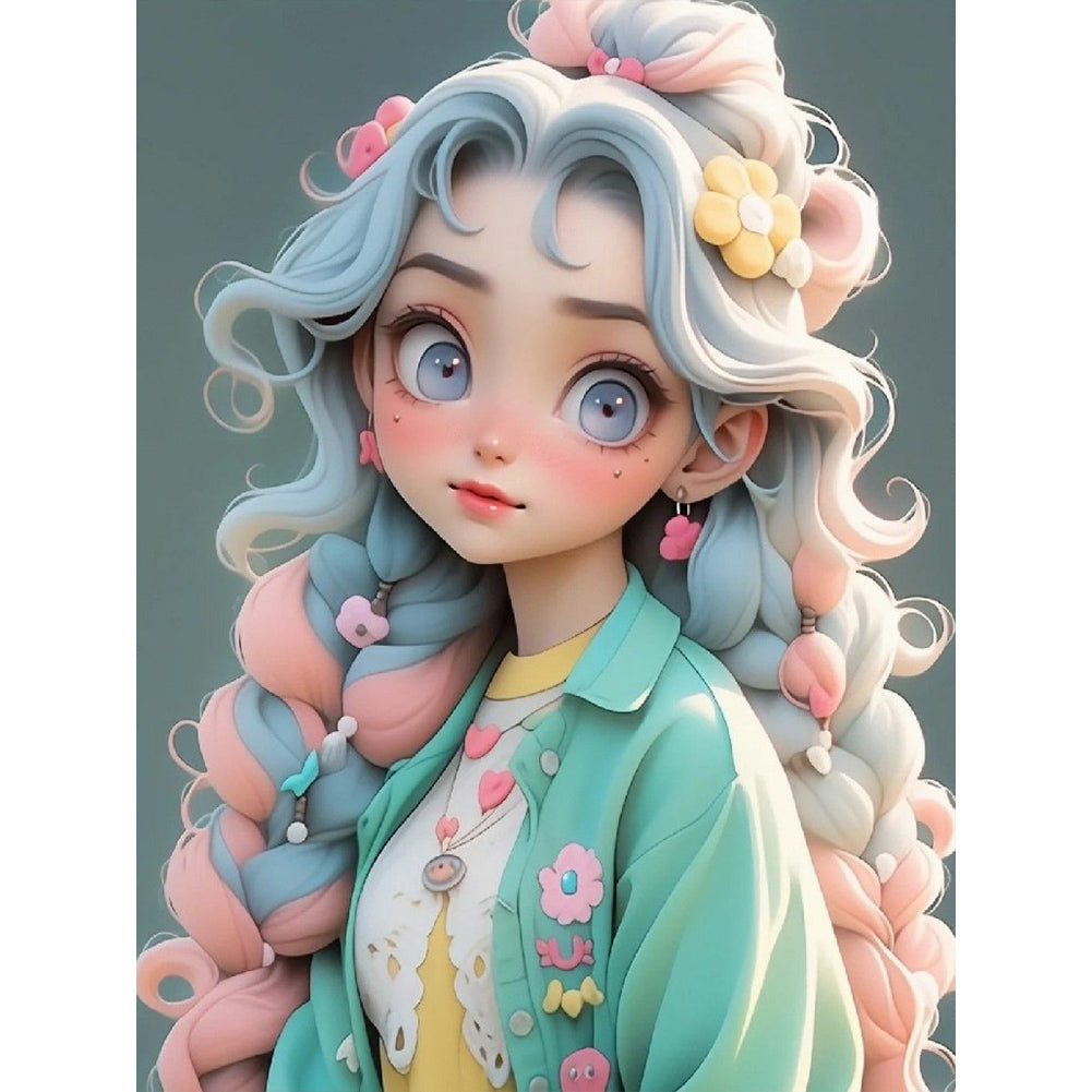 Diamond Painting - Full Round - cute girl (30*40CM)