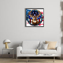 Load image into Gallery viewer, Diamond Painting - Full Round - deer with american flag (30*30CM)
